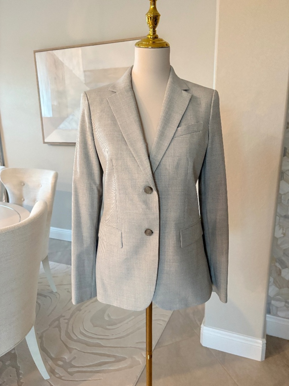 NWT Theory Grey Wool Mini Check Blazer